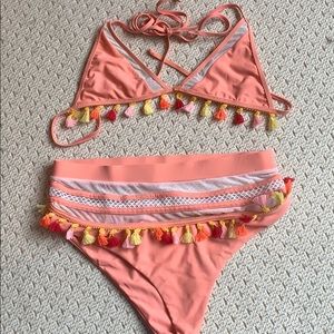 Two piece bikini set with high waisted bottoms